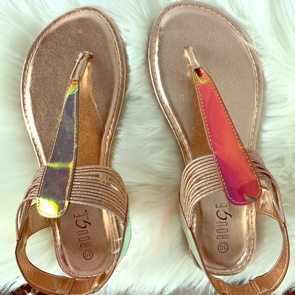 Rose Gold Holographic Sandals